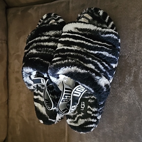 🟡UGG Fluff Yeah Slide Zebra (Womens 8) - Picture 10 of 10